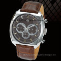 Custom Sports Gold Tone Leather Band Automatic Wrist Watch Men